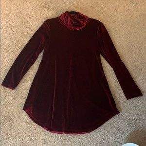 Beautiful velour, turtle-neck, long-sleeve, mini